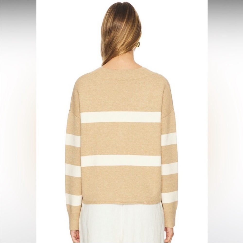 LNA Clothing Morjana V Neck Sweater in Camel Stripe - Picture 5 of 16
